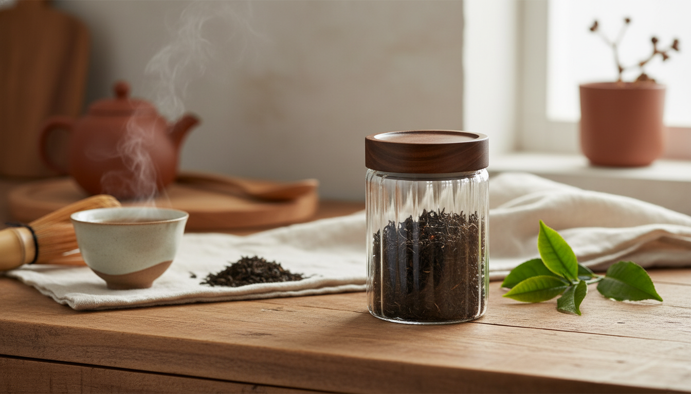 250ml Striped Glass Tea Jar: Airtight Lid, Fresh Storage