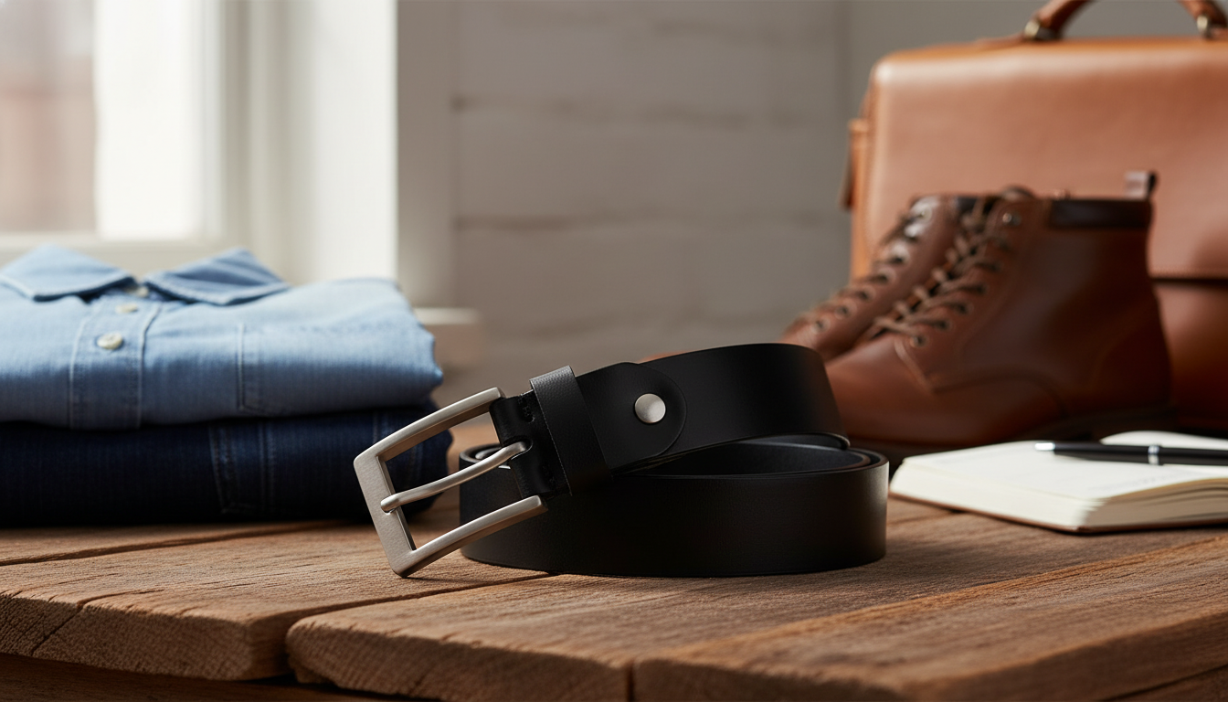 Classic 1.5" Men's Genuine Leather Belt for Work & Jeans