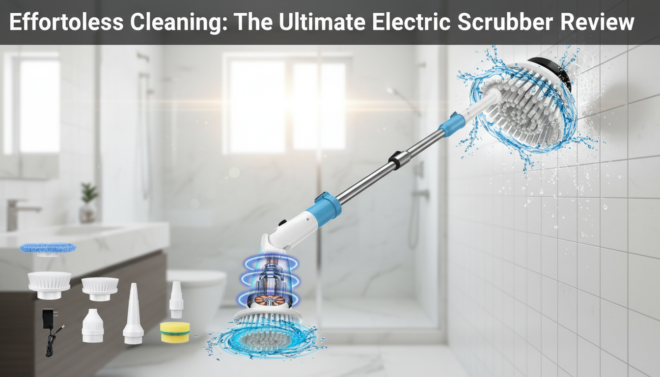 450RPM Cordless Spin Scrubber: 5 Heads + Extendable Handle