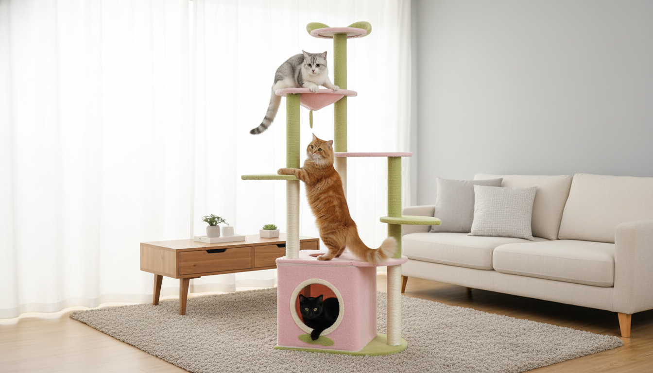 5-Tier Cat Tree Tower: Stable Climbing & Scratching