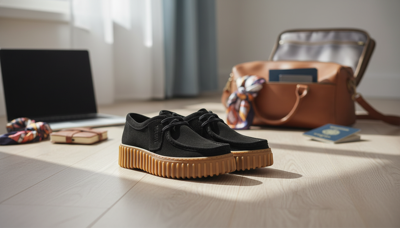 Clarks Women’s Black Lace-Up Shoes for Work & Travel