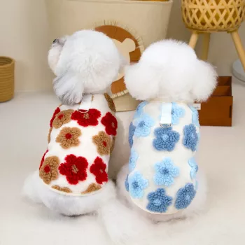 Floral Fleece Dog Tank Coat: Warm Fit for Small Pets