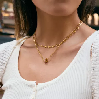 18K Gold Plated Clover & Heart Link Chain Necklace